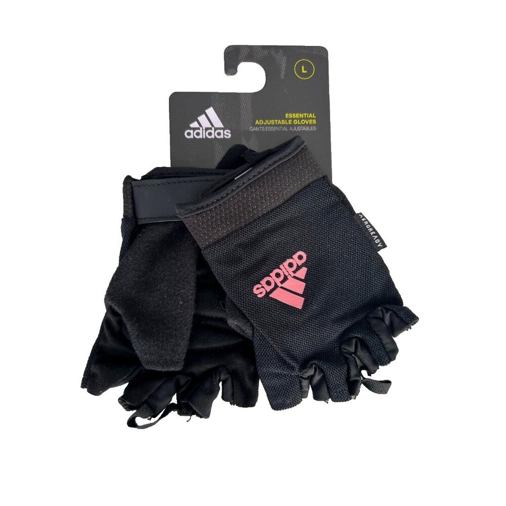 Adidas Essential Adjustable Workout Fingerless Gloves Black / Pink ( L )